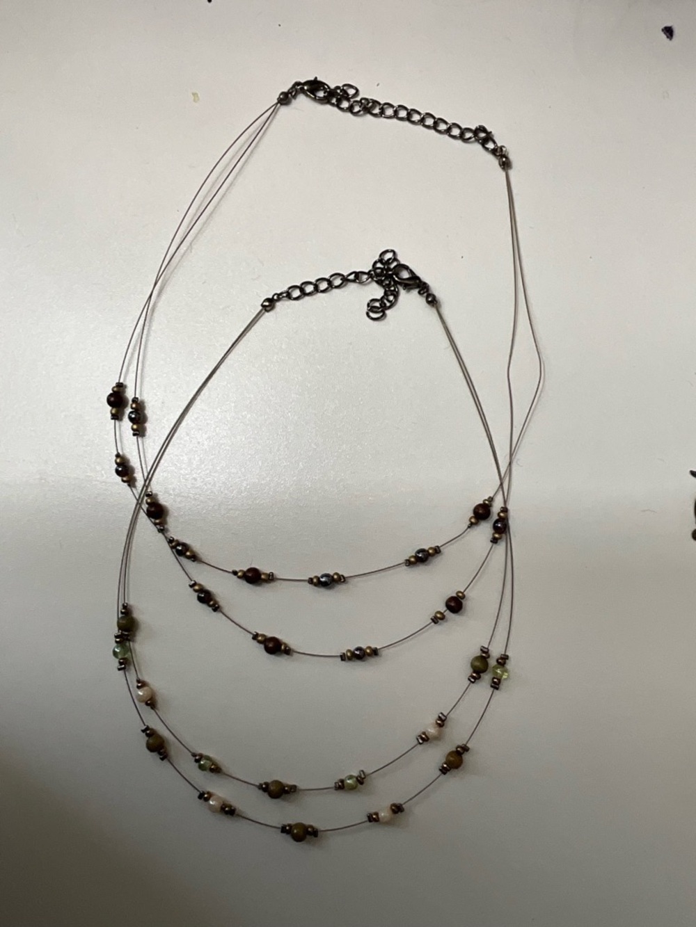 Earth Tone Floating Illusion Necklace Set Two